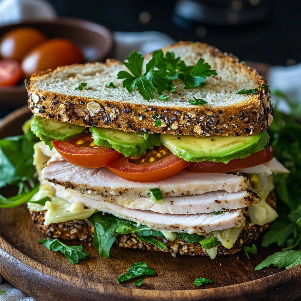 A freshly made Turkey Avocado Sandwich,