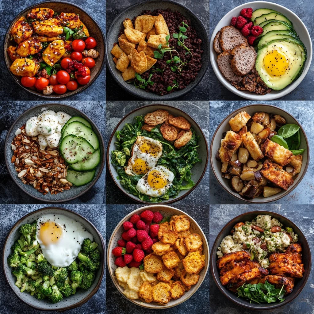 different high-protein vegan breakfast plate