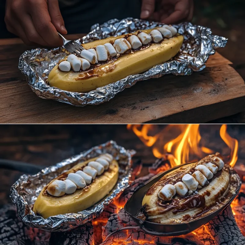 visual guide for making campfire banana