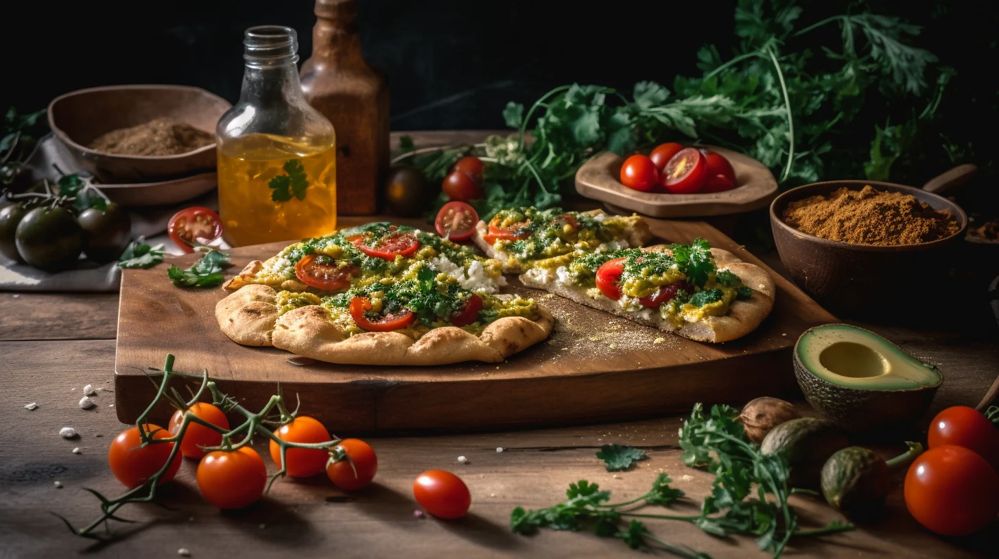 Freshly Cooked Cottage Cheese Flatbread on a Rustic Board