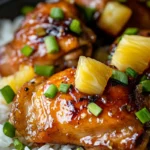 Sweet Hawaiian A bowl of tender Crockpot Chicken with Pineapple and Rice